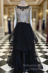 Black Long Semi Formal Prom Dress,Semi Formal Prom Dresses,Pageant Dress,Evening Dress,Ball Dance Dresses,Graduation School Party Gown